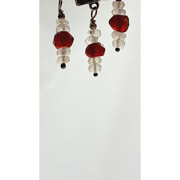 Carolyn Pollack Relios Sterling Crystal Garnet Bead Copper Accent Dangle Earring - Picture 7 of 11